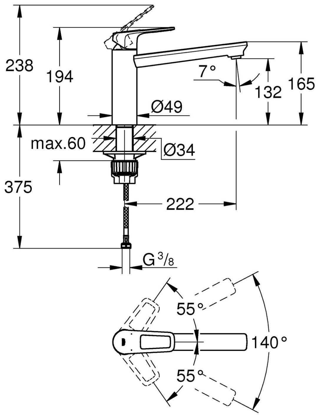 Смеситель для кухни (мойки) Grohe 31706000, однозахватный купить,NaN