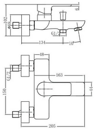 Смеситель для ванны Aquanet AF520-20СW, однозахватный
