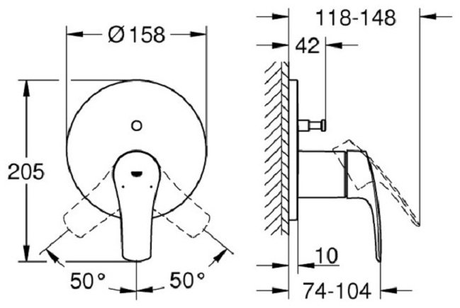 Смеситель для ванны Grohe 24043003, однозахватный купить,NaN