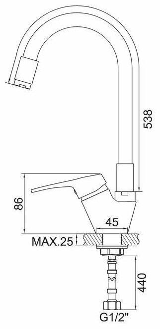 Смеситель с гибким изливом Accoona A4819F, латунь, цвет черный, хром купить,NaN