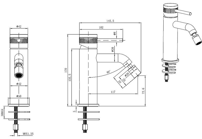 Смеситель для биде ALLEN BRAU 5.31A04-MG PRIORITY 3.0, латунь, цвет графит купить,171900