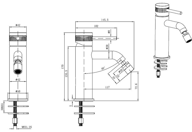 Смеситель для биде ALLEN BRAU 5.31A04-MG PRIORITY 3.0, латунь, цвет графит купить,171900