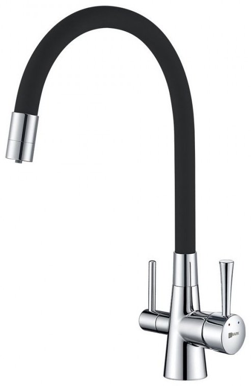 Смеситель с гибким изливом Lemark LM3075, латунь, цвет черный, хром купить,NaN