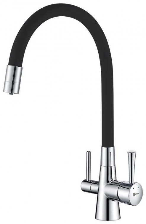 Смеситель с гибким изливом Lemark LM3075, латунь, цвет черный, хром купить,NaN