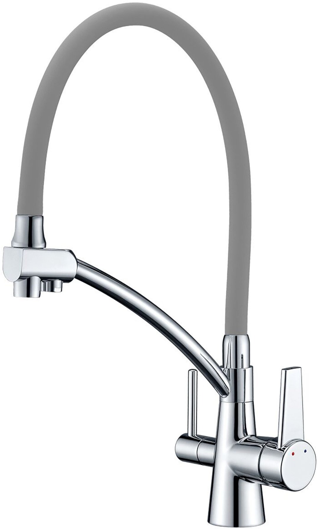 Смеситель с гибким изливом Gappo G4398-17, латунь, цвет серый купить,NaN