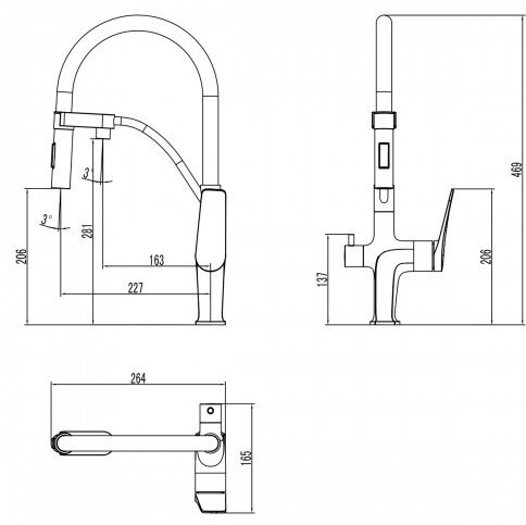 Смеситель с гибким изливом Lemark LM3074C, латунь, цвет синий, хром купить,NaN