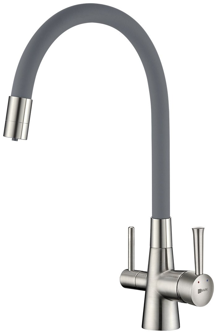 Смеситель с гибким изливом Lemark LM3075BN, латунь, цвет никель купить,62860