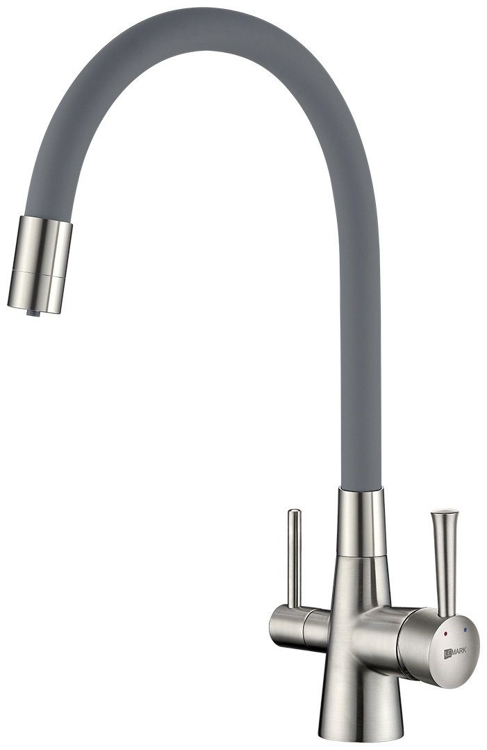 Смеситель с гибким изливом Lemark LM3075BN, латунь, цвет никель купить,62860