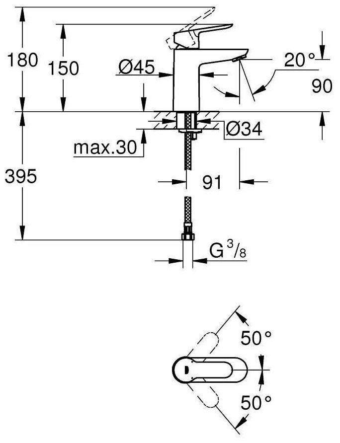 Смеситель для раковины (умывальника) Grohe 23330001 , однозахватный купить,NaN