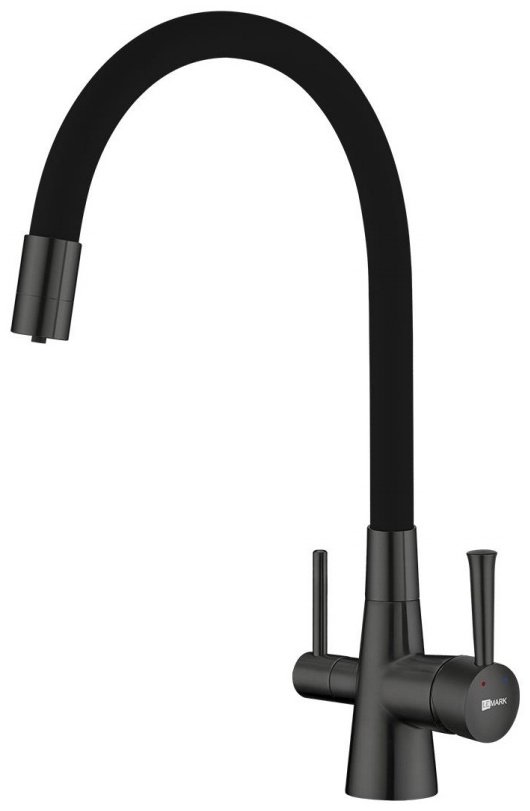 Смеситель с гибким изливом Lemark LM3075GM, латунь, цвет черный купить,65590