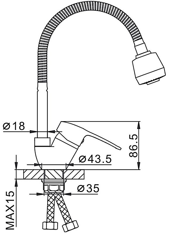 Смеситель с гибким изливом Frap F43701-B, латунь, цвет хром купить,NaN