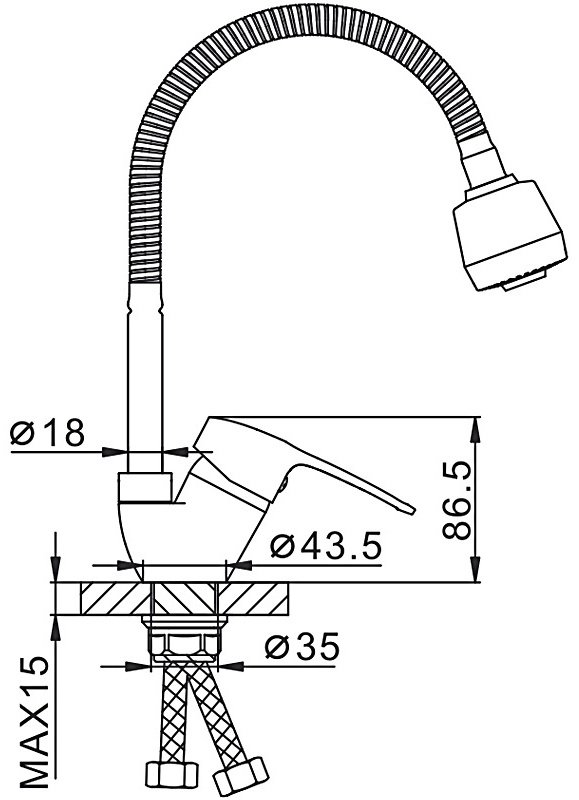 Смеситель с гибким изливом Frap F43701-B, латунь, цвет хром купить,NaN