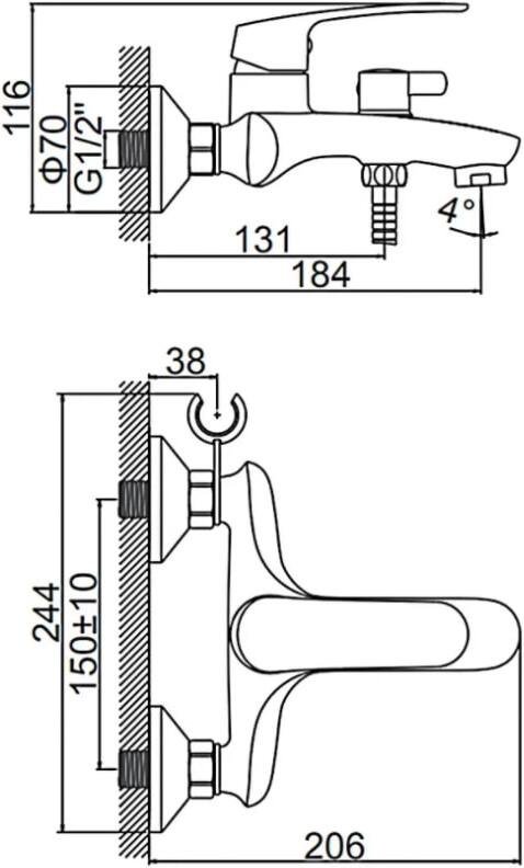 Смеситель для ванны Accoona A63117, латунь, цвет хром купить,NaN