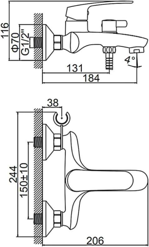 Смеситель для ванны Accoona A63117, латунь, цвет хром купить,NaN