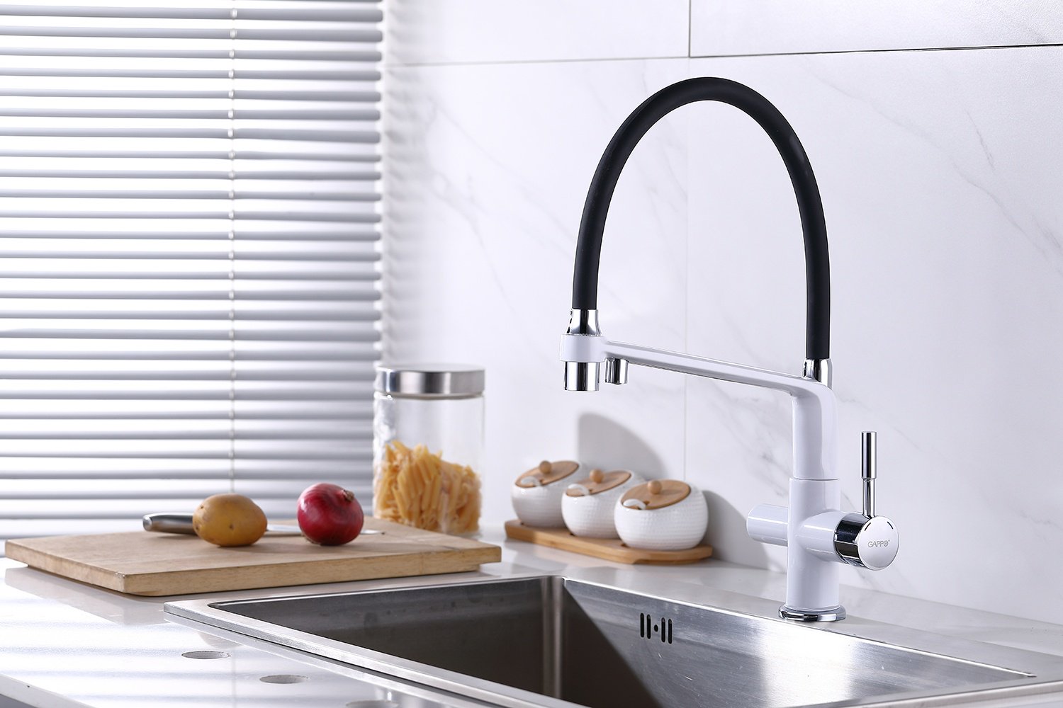 Смеситель для кухни Gappo G4398-9, латунь, цвет белый, черный купить,NaN