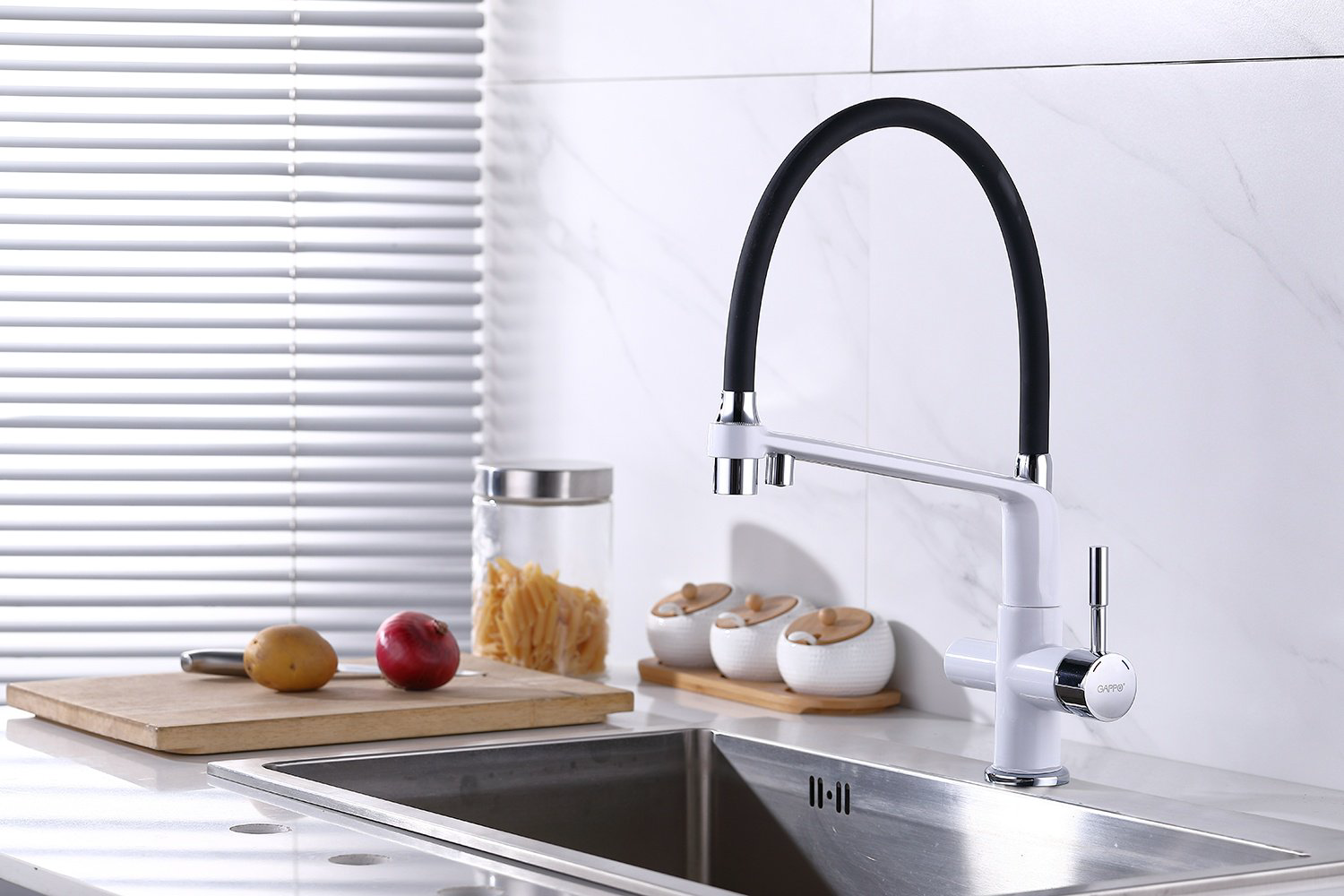 Смеситель для кухни Gappo G4398-9, латунь, цвет белый, черный купить,NaN
