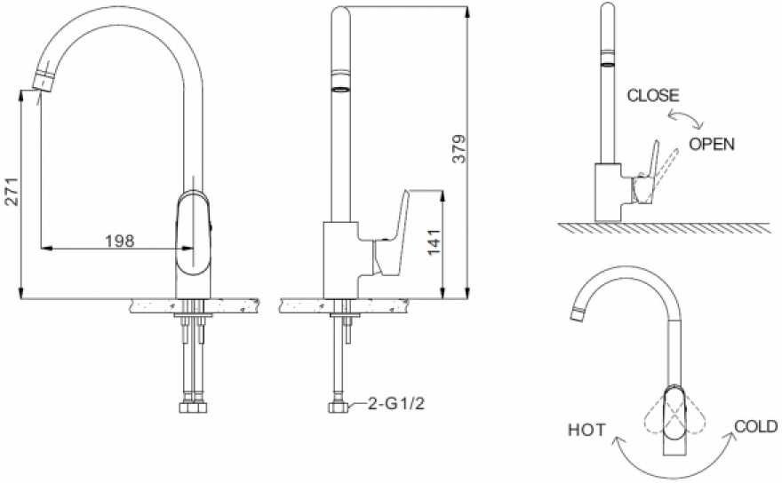 Смеситель для кухни (мойки) BRAVAT Pure F7105161C, однозахватный купить,68040
