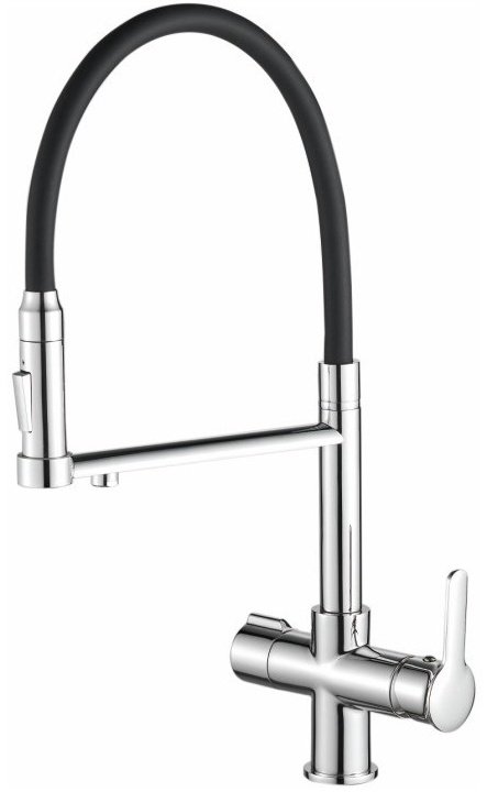 Смеситель с гибким изливом Lux Kazakhstan HB76854, латунь, цвет черный, хром купить,66786