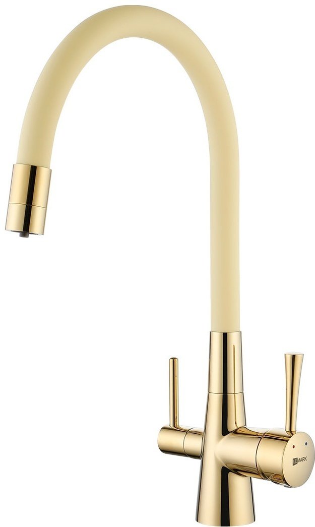 Смеситель с гибким изливом Lemark Beige LM3075G, латунь, цвет бежевый, золотистый купить,NaN
