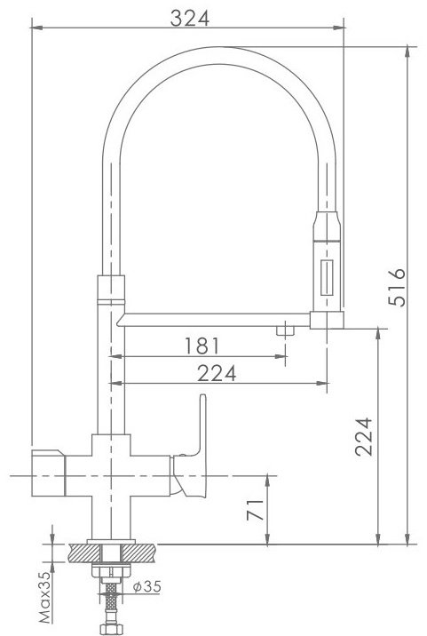 Смеситель с гибким изливом Lux Kazakhstan HB76854, латунь, цвет черный, хром купить,66786