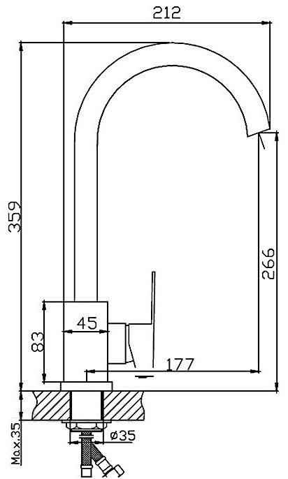 Смеситель для кухни (мойки) Haiba HB70802, однозахватный купить,20696