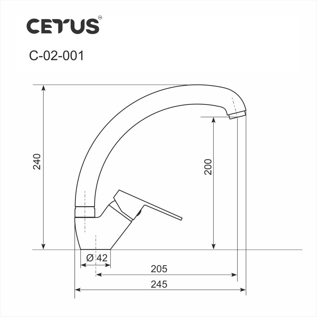Смеситель для кухни CETUS С-02-001, латунь, цвет белый купить,NaN