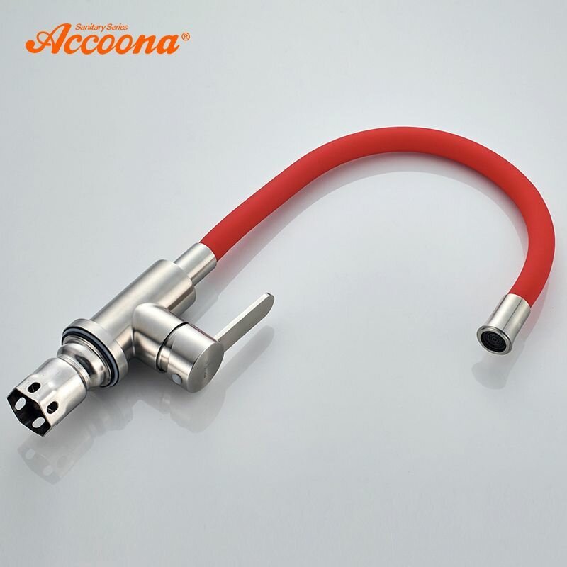 Смеситель с гибким изливом Accoona A48104N, латунь, цвет красный купить,NaN