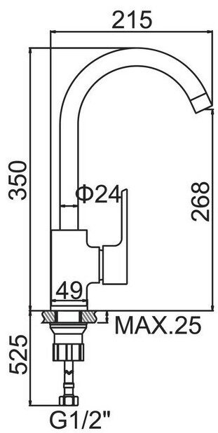 Смеситель для кухни (мойки) Accoona A4402, однозахватный купить,NaN
