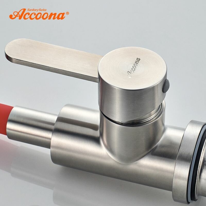 Смеситель с гибким изливом Accoona A48104N, латунь, цвет красный купить,NaN