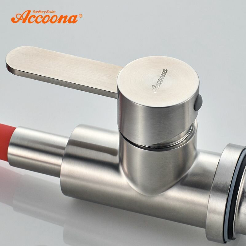 Смеситель с гибким изливом Accoona A48104N, латунь, цвет красный купить,NaN