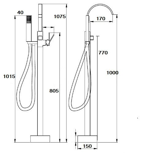 Смеситель для ванны с душем Boch Mann RESIA Вlack BM9191, однозахватный купить,NaN