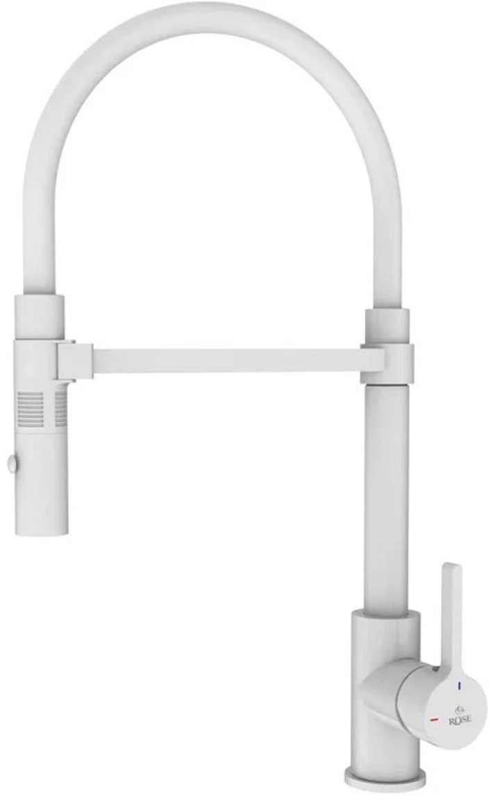 Смеситель с гибким изливом Rose R133C, латунь, цвет белый купить,NaN