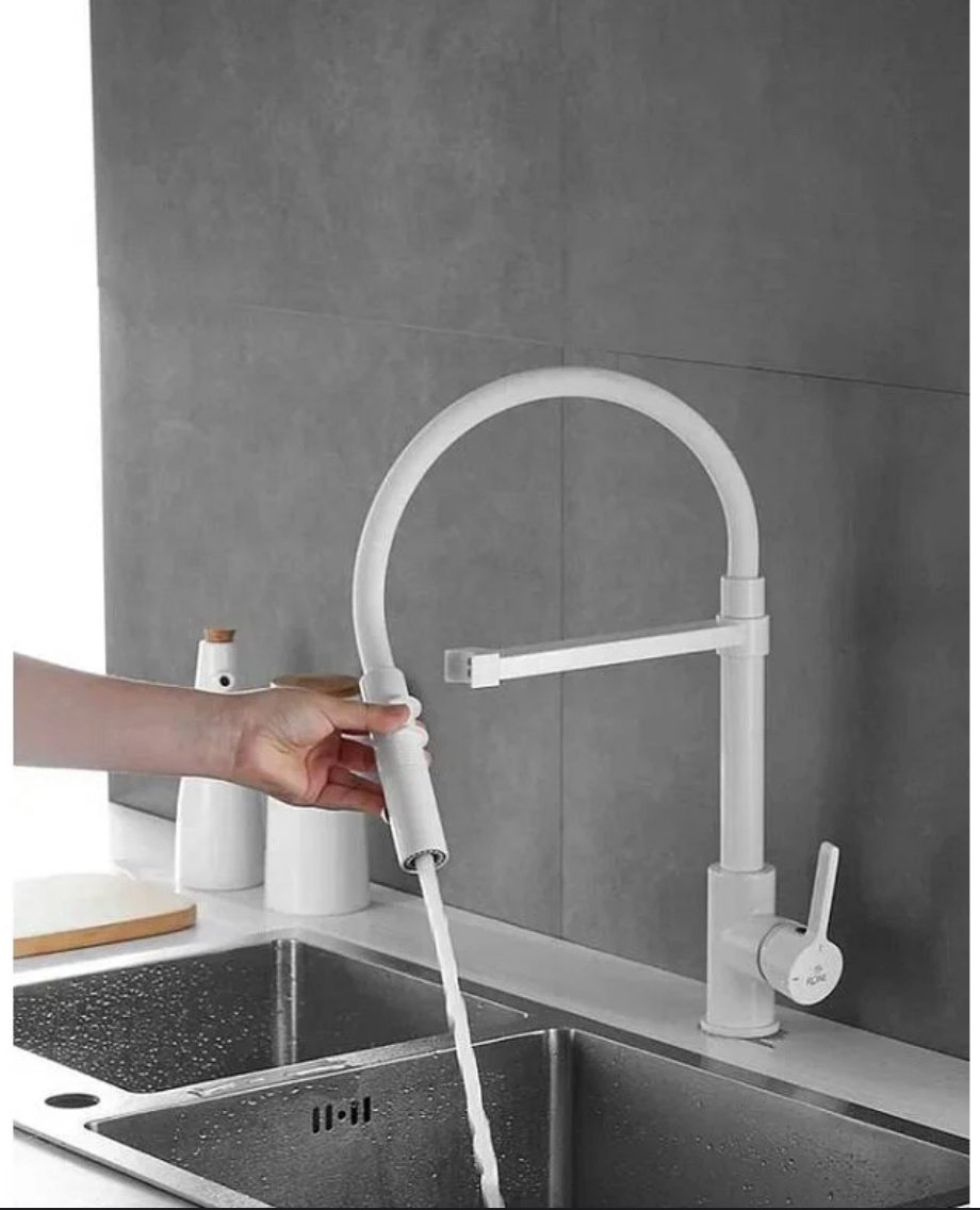 Смеситель с гибким изливом Rose R133C, латунь, цвет белый купить,NaN