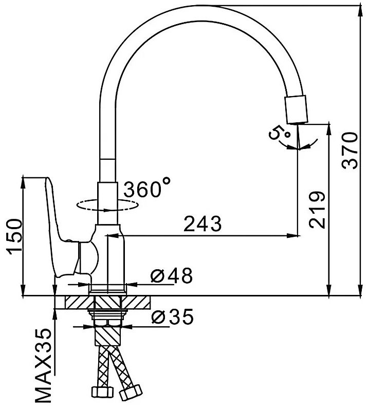 Смеситель с гибким изливом Frap F4049-6, латунь, цвет белый, хром купить,NaN