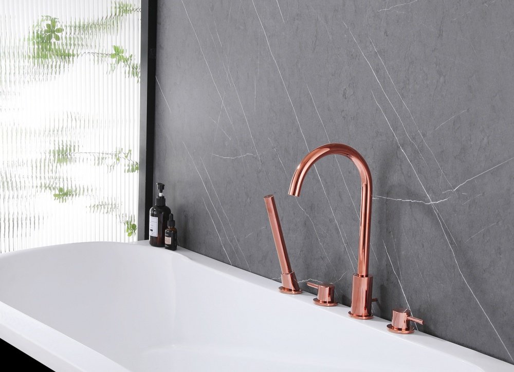 Смеситель для ванны Abber Wasser Kreis AF8113RG цвет золотистый, двухзахватный купить,323300