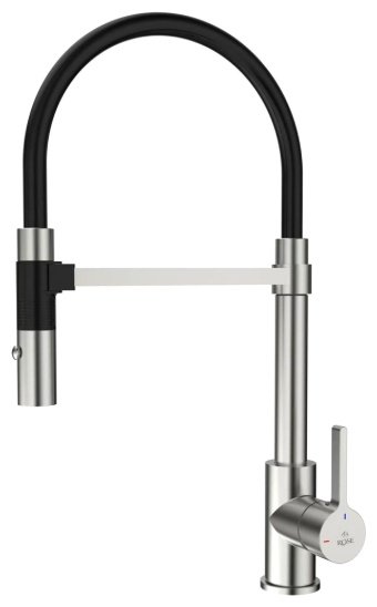 Смеситель с гибким изливом Rose R133L, латунь, цвет черный, хром купить,NaN