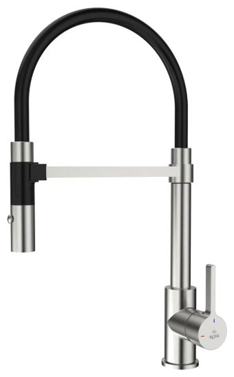 Смеситель с гибким изливом Rose R133L, латунь, цвет черный, хром купить,NaN