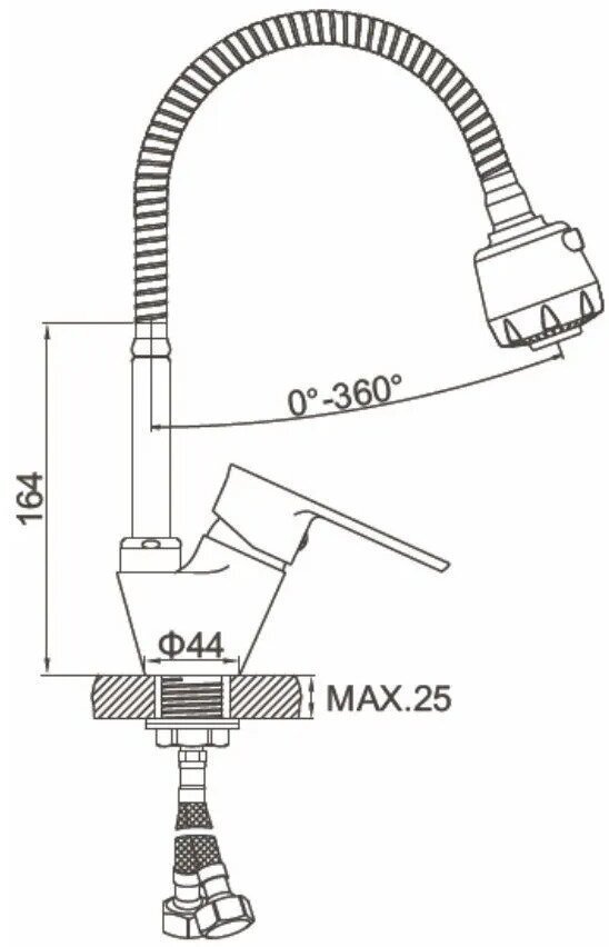 Смеситель с гибким изливом Accoona 4850А, силумин, цвет хром купить,NaN