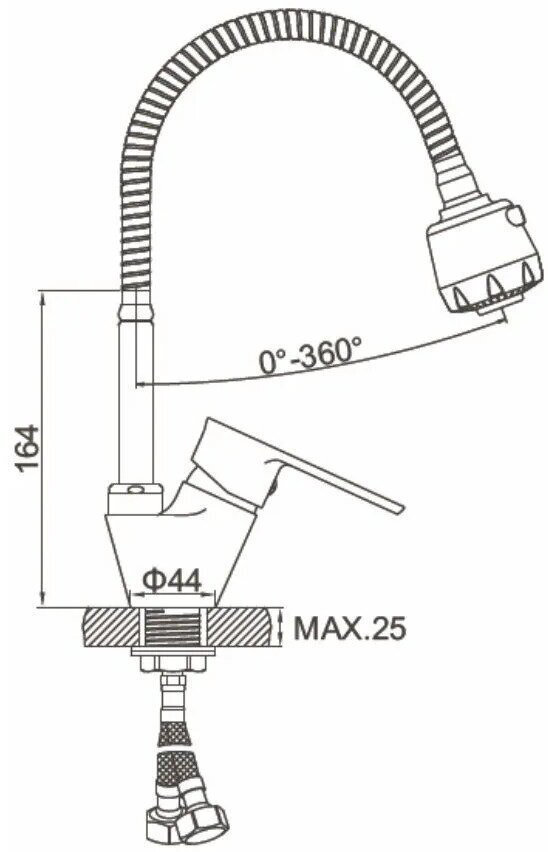 Смеситель с гибким изливом Accoona 4850А, силумин, цвет хром купить,NaN