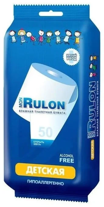 Влажная туалетная бумага Mon Rulon 1-слойная 50шт белая купить,NaN