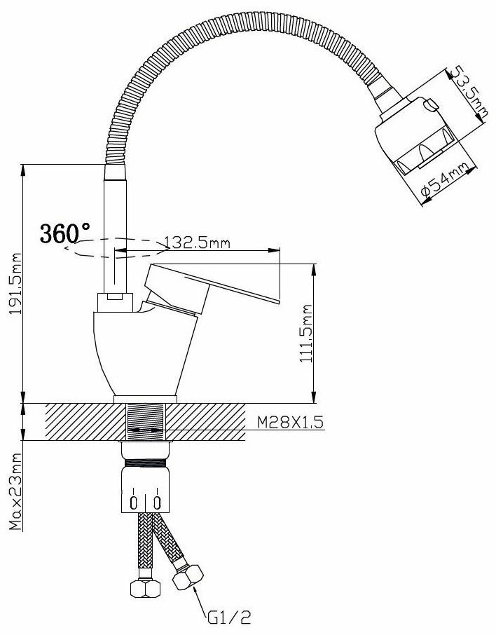 Смеситель с гибким изливом Potato P58310SN, латунь, цвет хром купить,30600