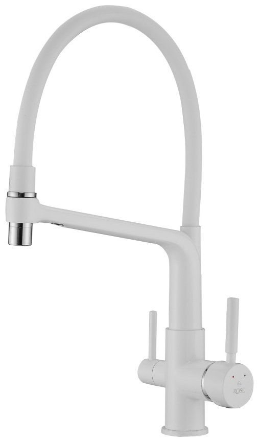 Смеситель с гибким изливом Rose R658C, латунь, цвет белый купить,NaN