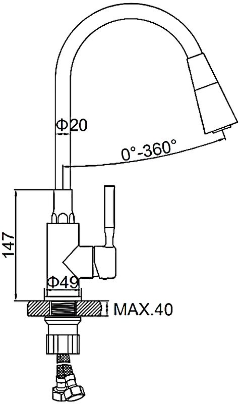 Смеситель для кухни (мойки) Accoona A9890T-3 , однозахватный купить,NaN