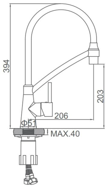 Смеситель с гибким изливом Accoona A4890TF-2, латунь, цвет черный, графит купить,NaN