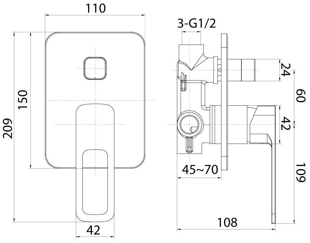 Смеситель для душа IDDIS Slide SLIBL00i67, однозахватный