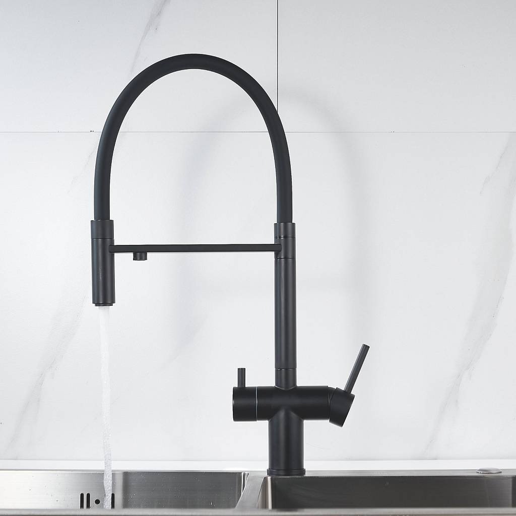 Смеситель с гибким изливом Shevanik S178H, латунь, цвет черный купить,NaN