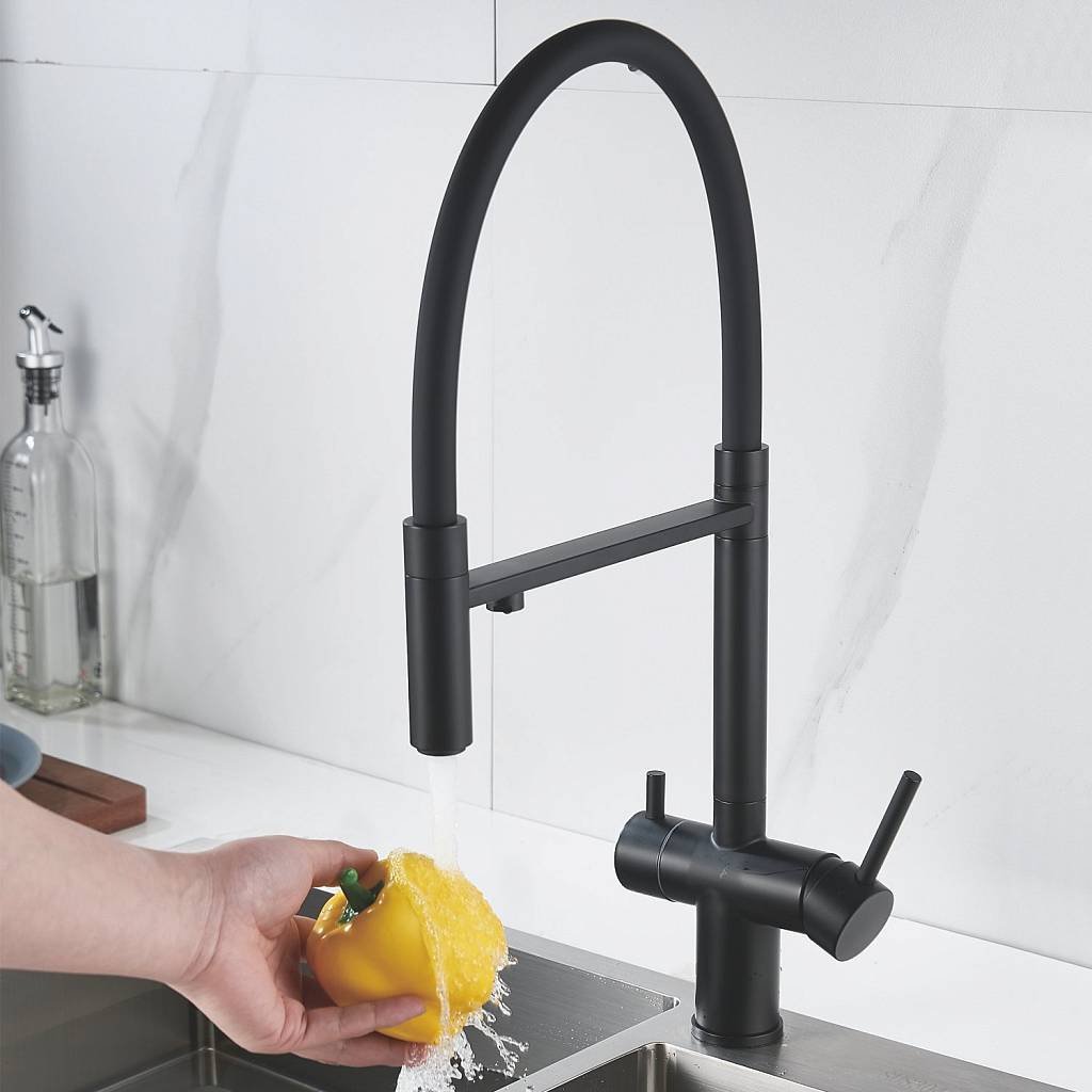 Смеситель с гибким изливом Shevanik S178H, латунь, цвет черный купить,NaN