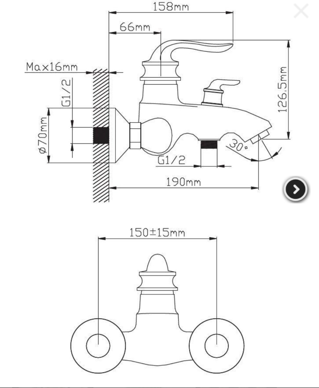 Смеситель для ванны Potato P30219-6 , однозахватный