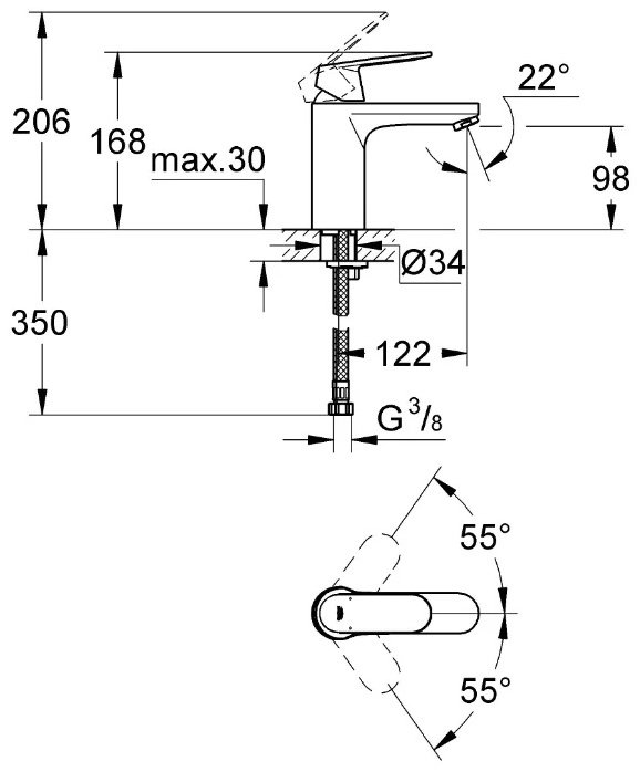 Смеситель для раковины (умывальника) Grohe Eurosmart Cosmopolitan 23327000, однозахватный - ForteMarket Смеситель для раковины (умывальника) Grohe Eurosmart Cosmopolitan 23327000, однозахватный купить,NaN