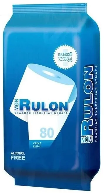 Влажная туалетная бумага Mon Rulon 1-слойная 80шт белая купить,NaN